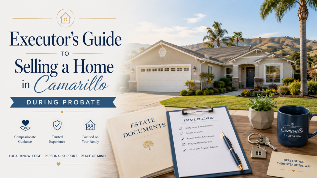 Selling a House During Probate: An Executor's Guide for Camarillo Families 1 Executor reviewing paperwork with a real estate agent before selling a Camarillo home during probate